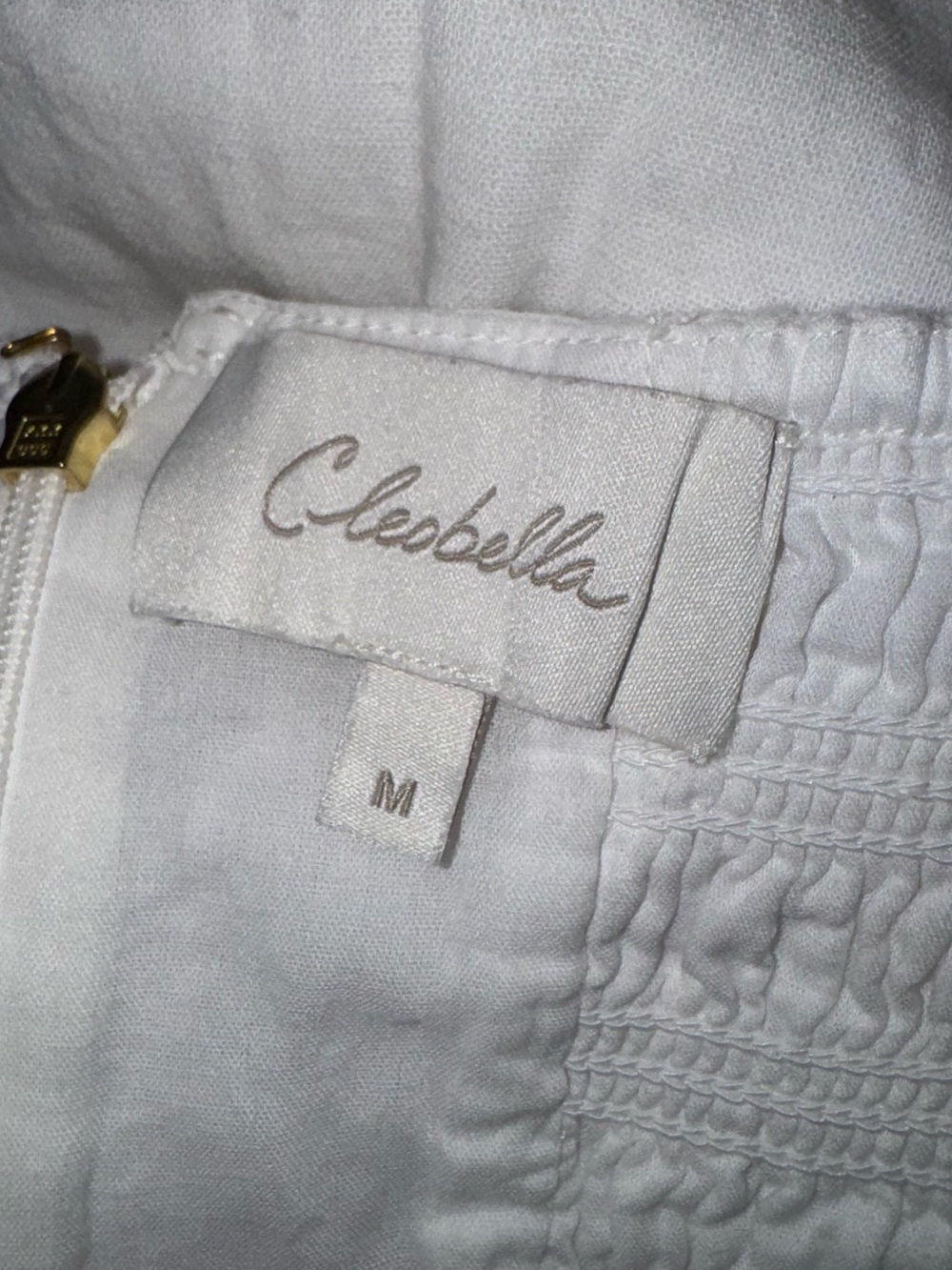 Cleobella White Midi Dress with Mustard Spiral Appliqué - Picture 8 of 12